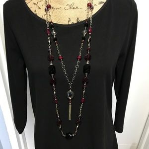 WHBM Convertible Necklace Double Strand w/Tassel